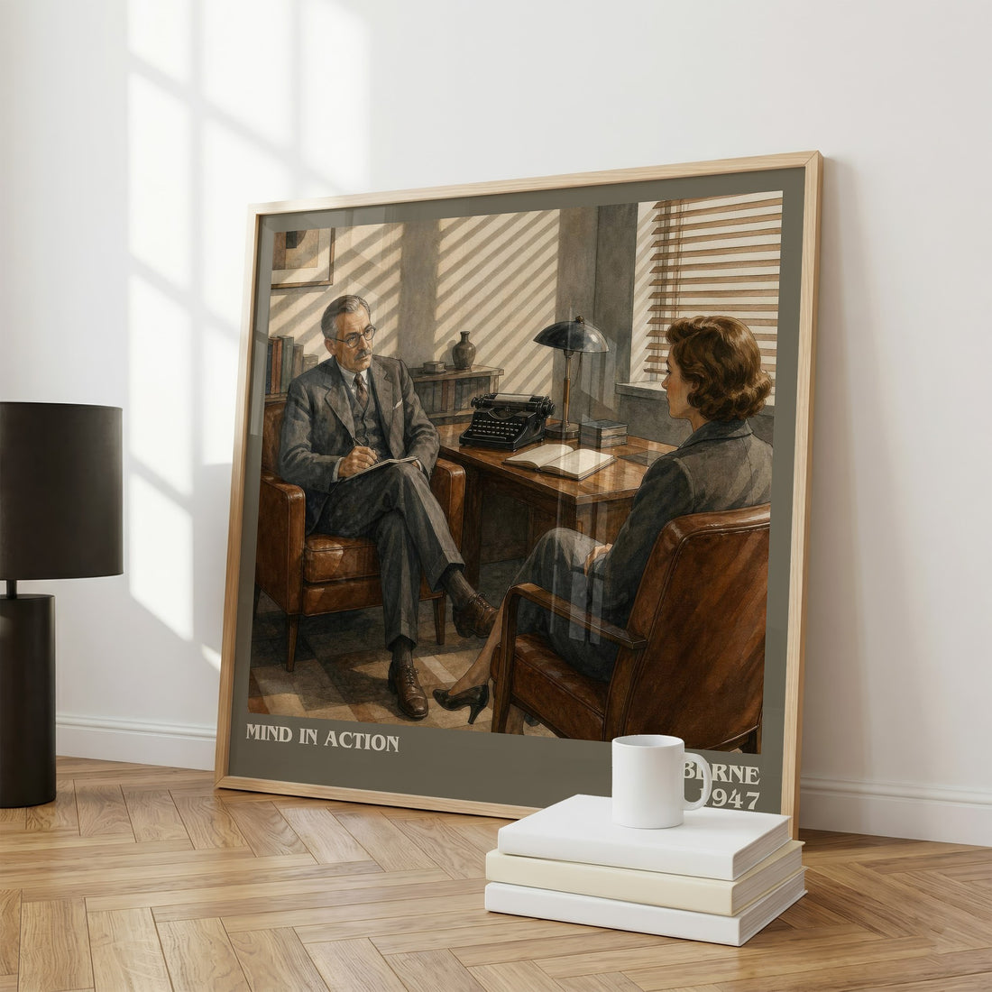 Mind in action literary print framed by window – literary home decor