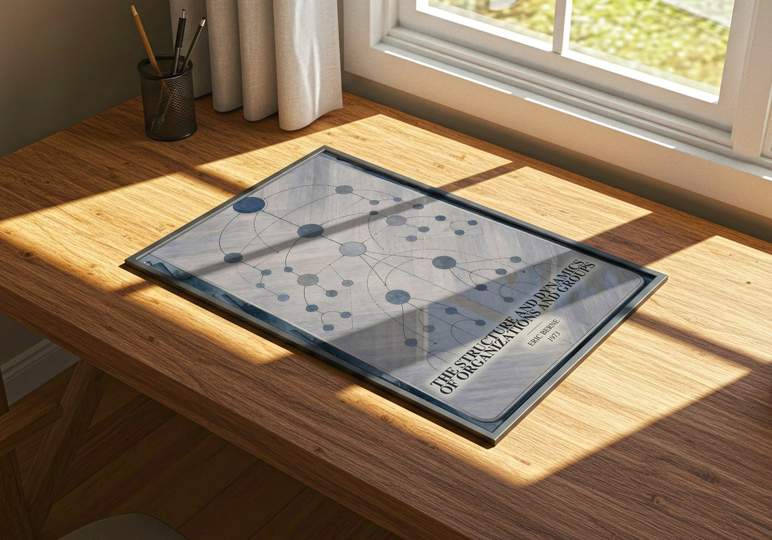 The structure and dynamics of organizations and groups watercolour book poster framed on wall – non fiction wall art