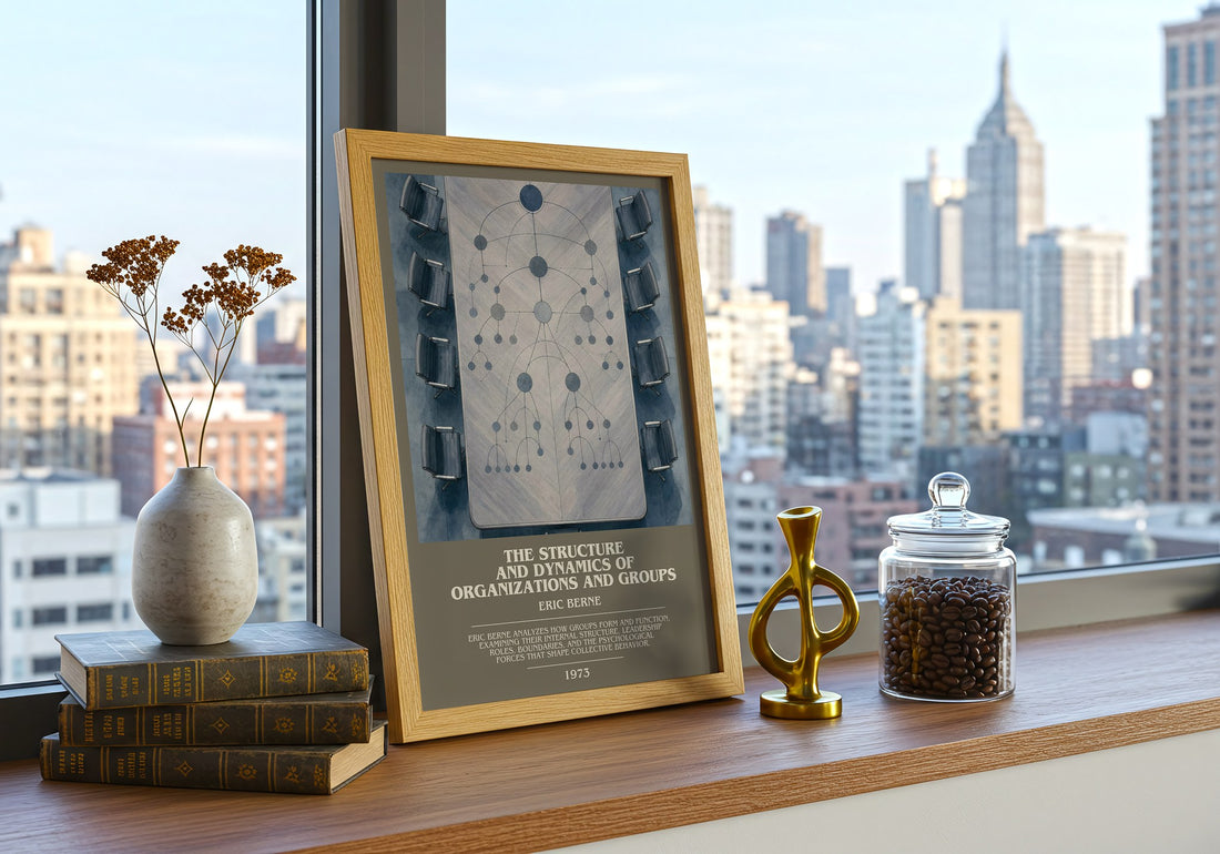 The structure and dynamics of organizations and groups bookish print framed by window – literary home decor