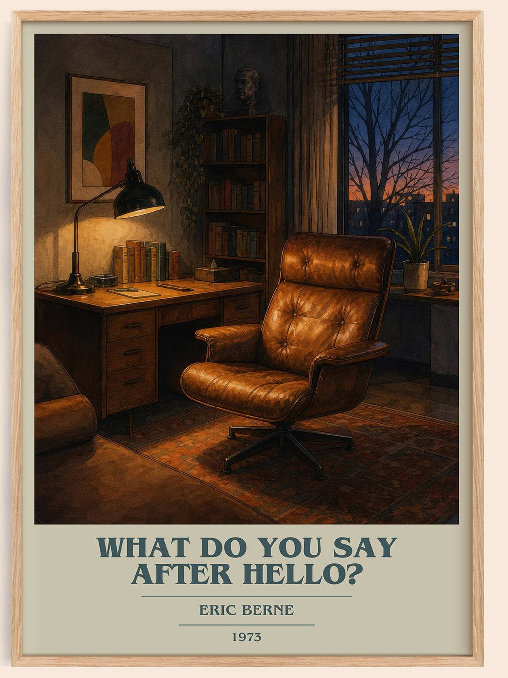 What Do You Say After Hello? book cover book poster by Eric Berne – framed literary art print