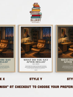 What Do You Say After Hello? bookish print in frame leaning in hallway – non fiction wall art