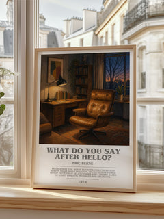 What Do You Say After Hello? bookish poster colour and style options – Eric Berne book art