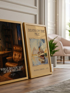 What Do You Say After Hello? watercolour print framed by window – literary home decor