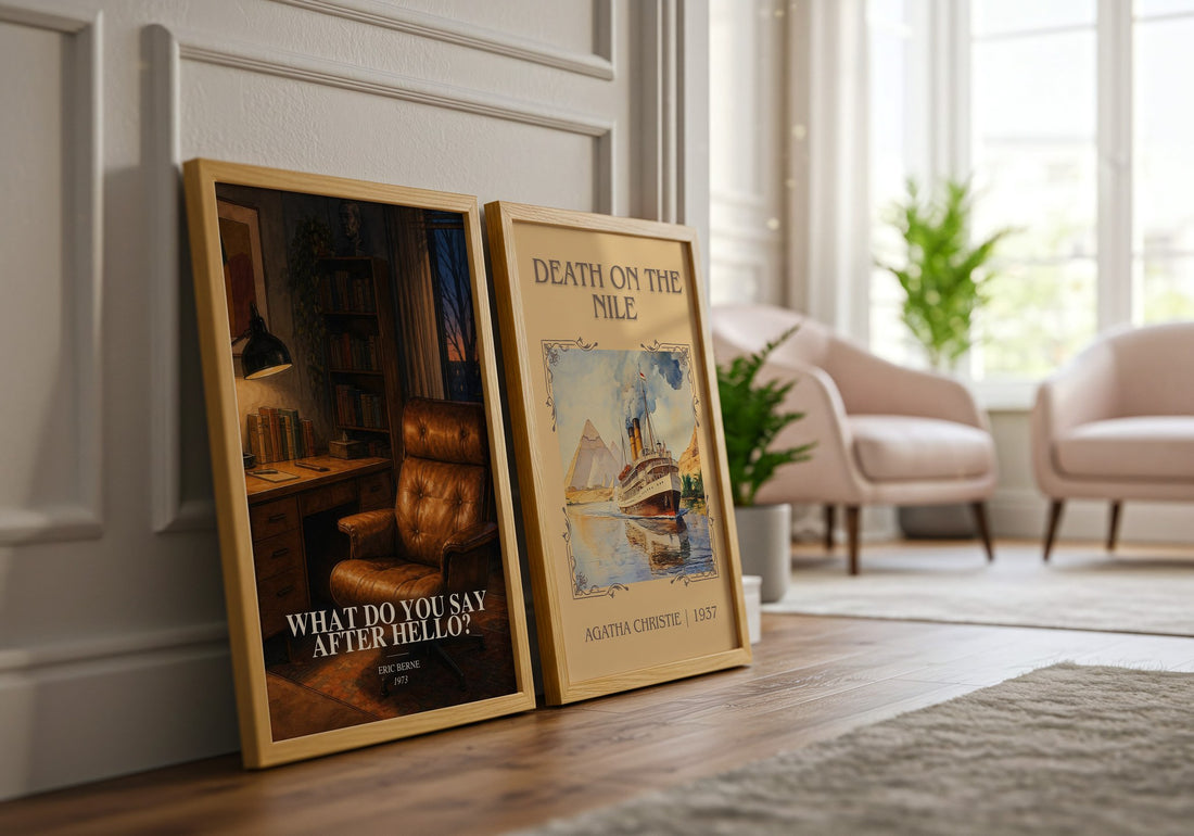 What Do You Say After Hello? watercolour print framed by window – literary home decor