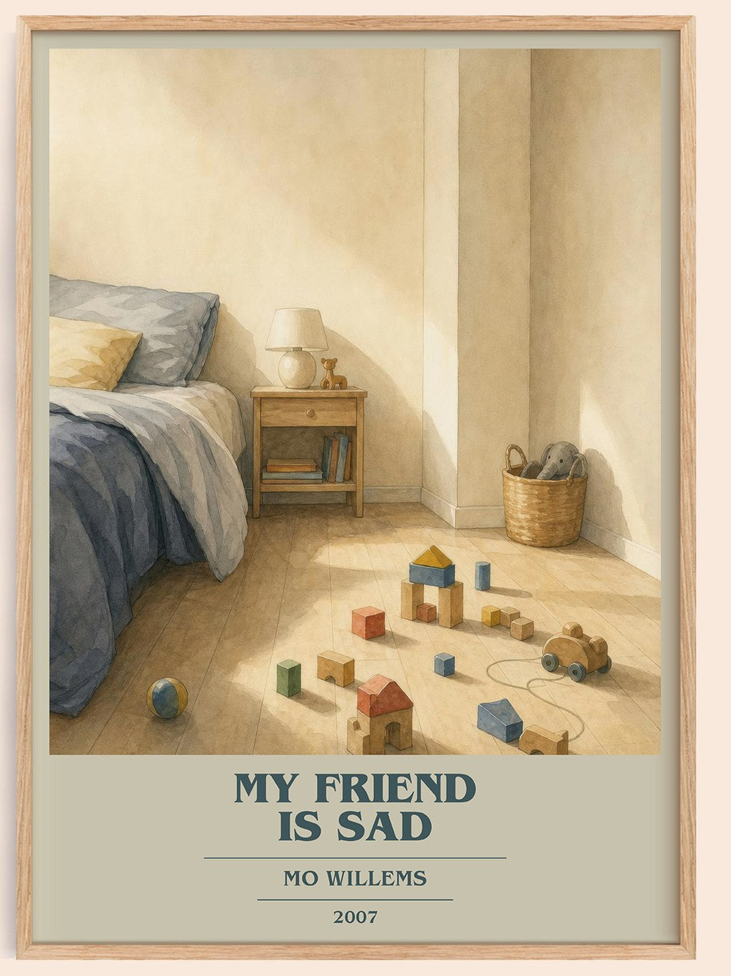 My Friend is Sad book cover book poster by Mo Willems – framed literary art print