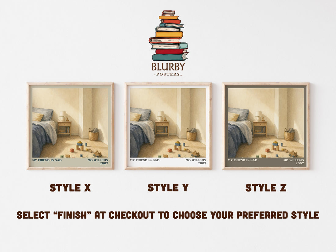 My Friend is Sad literary print in frame leaning in hallway – childrens wall art (mockup)