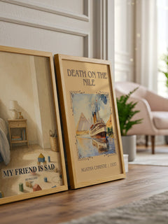 My Friend is Sad watercolour print framed by window – literary home decor
