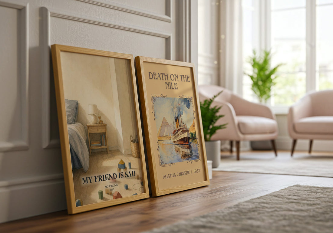 My Friend is Sad watercolour print framed by window – literary home decor