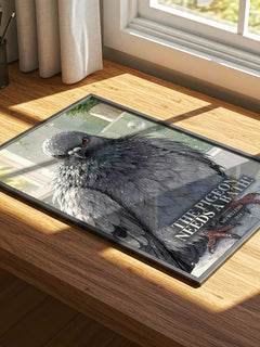 The Pigeon Needs a Bath! watercolour book poster framed on wall – childrens wall art