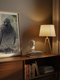 The Pigeon Needs a Bath! watercolour print on bookshelf – Mo Willems fan gift