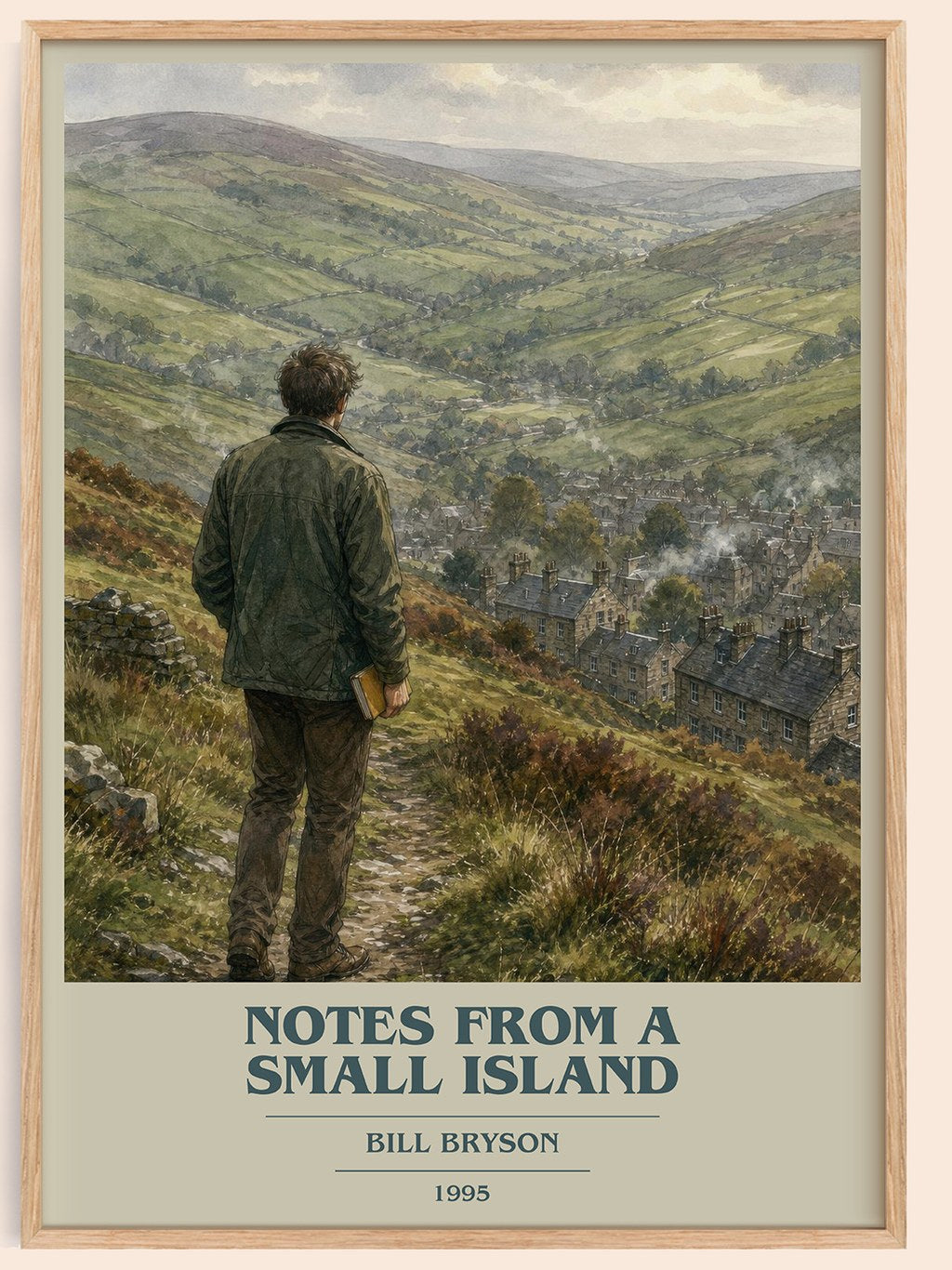 Notes from a small island book cover book poster by Bill Bryson – framed literary art print