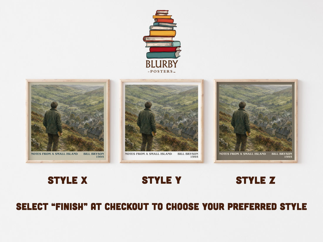 Notes from a small island literary print in frame leaning in hallway – non fiction wall art (mockup)