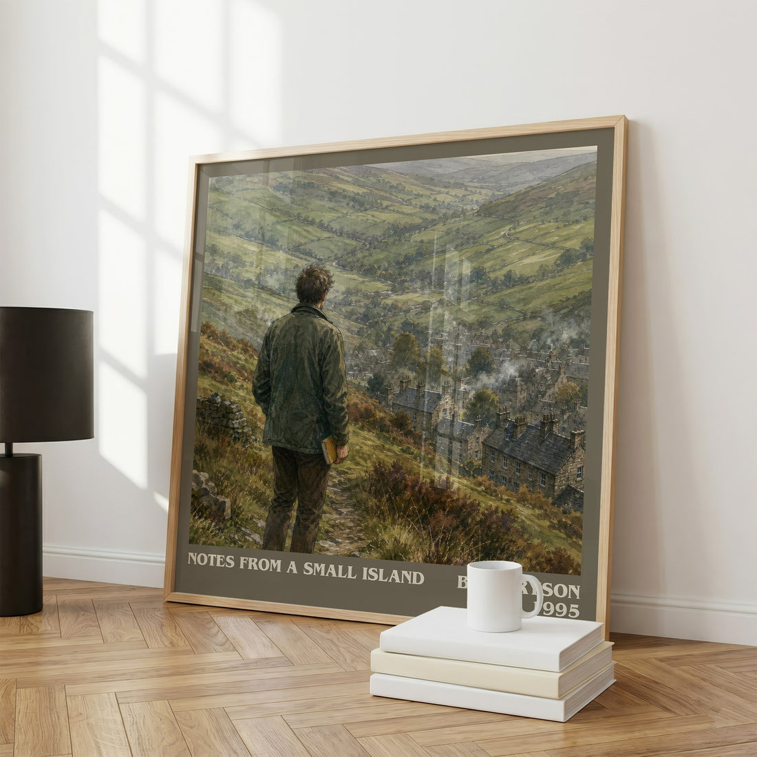 Notes from a small island literary print framed by window – literary home decor