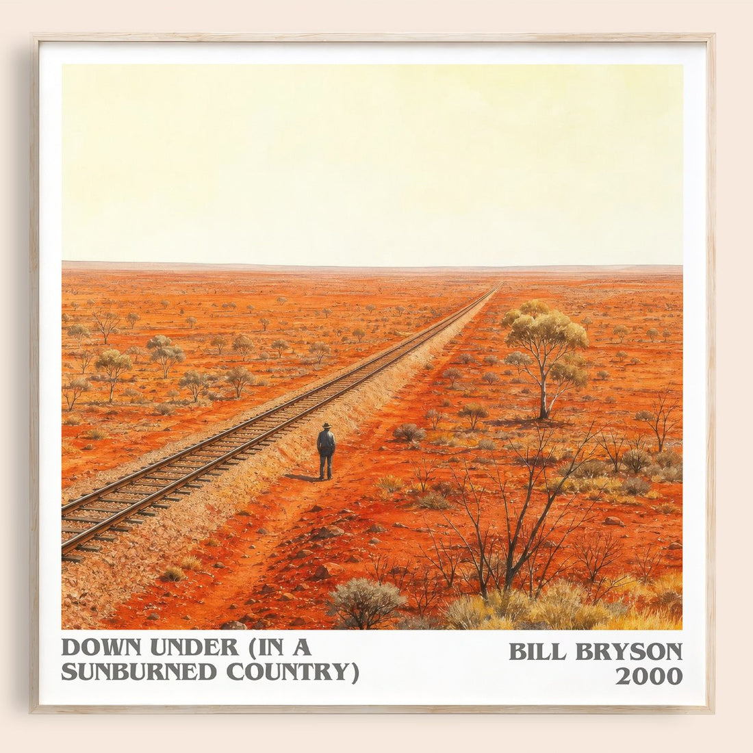 Down Under (In a Sunburned Country) literary book poster by Bill Bryson – framed literary art print