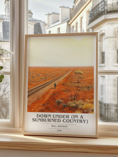Down Under (In a Sunburned Country) book cover poster colour and style options – Bill Bryson book art
