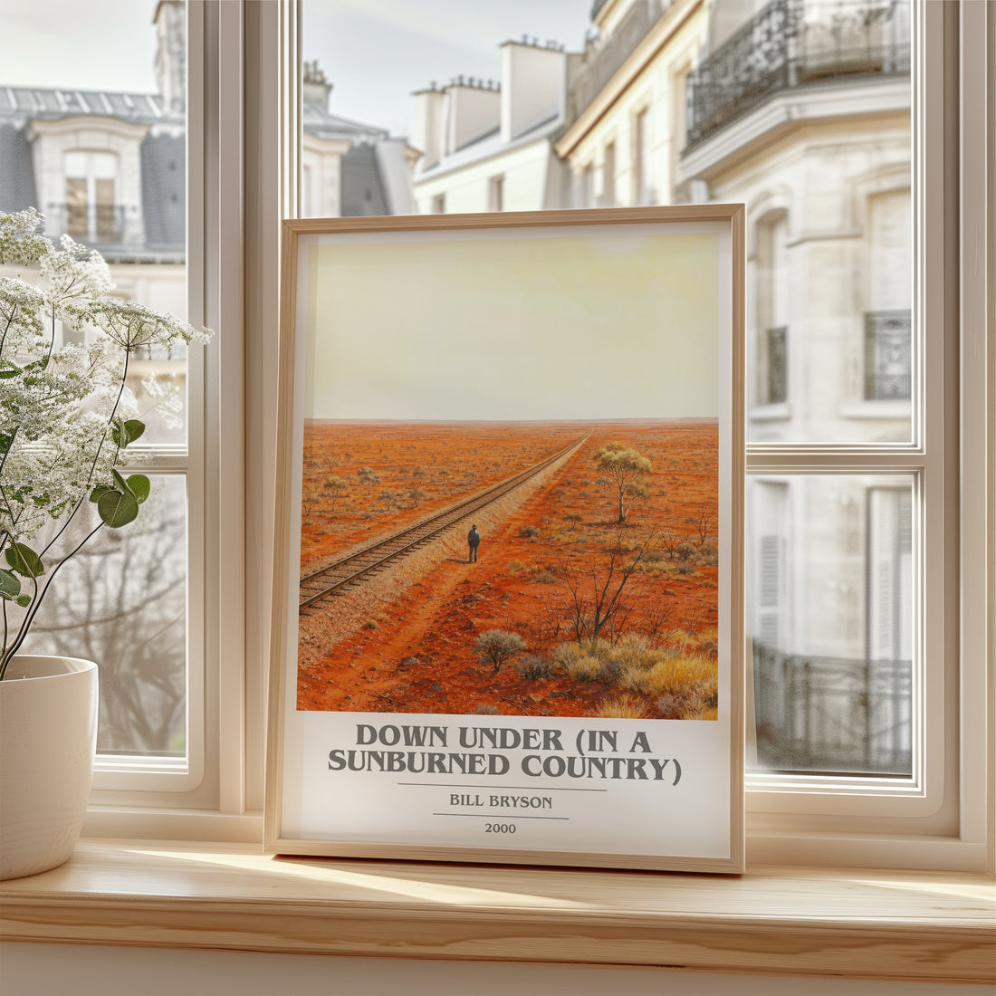 Down Under (In a Sunburned Country) book cover poster colour and style options – Bill Bryson book art