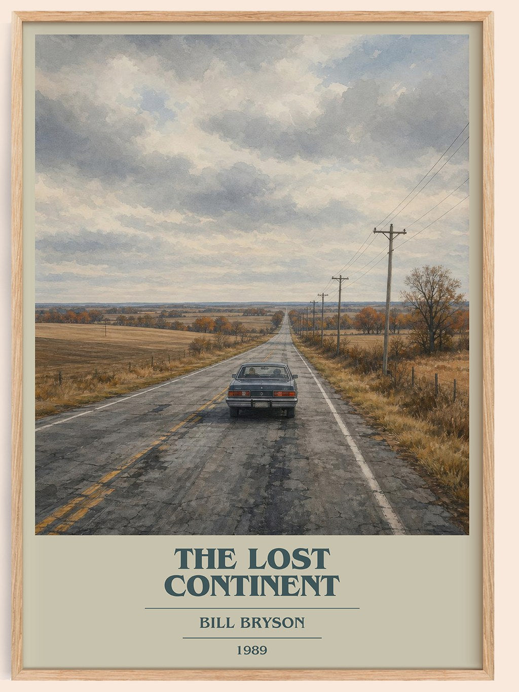 The Lost Continent book cover book poster by Bill Bryson – framed literary art print