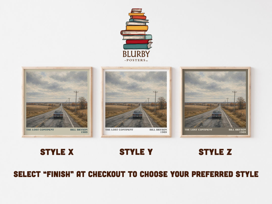 The Lost Continent literary print in frame leaning in hallway – non fiction wall art (mockup)