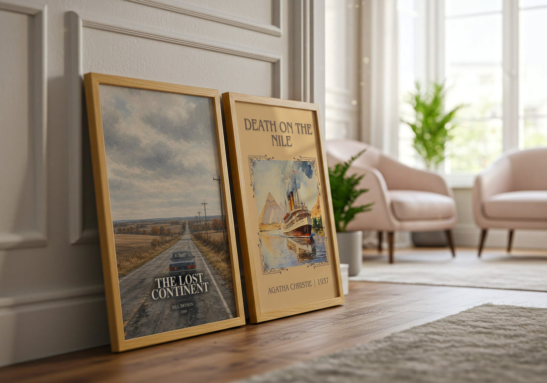 The Lost Continent watercolour print framed by window – literary home decor