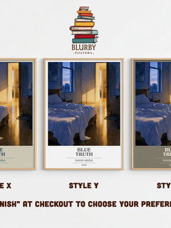 Blue Truth book cover print in frame leaning in hallway – non fiction wall art
