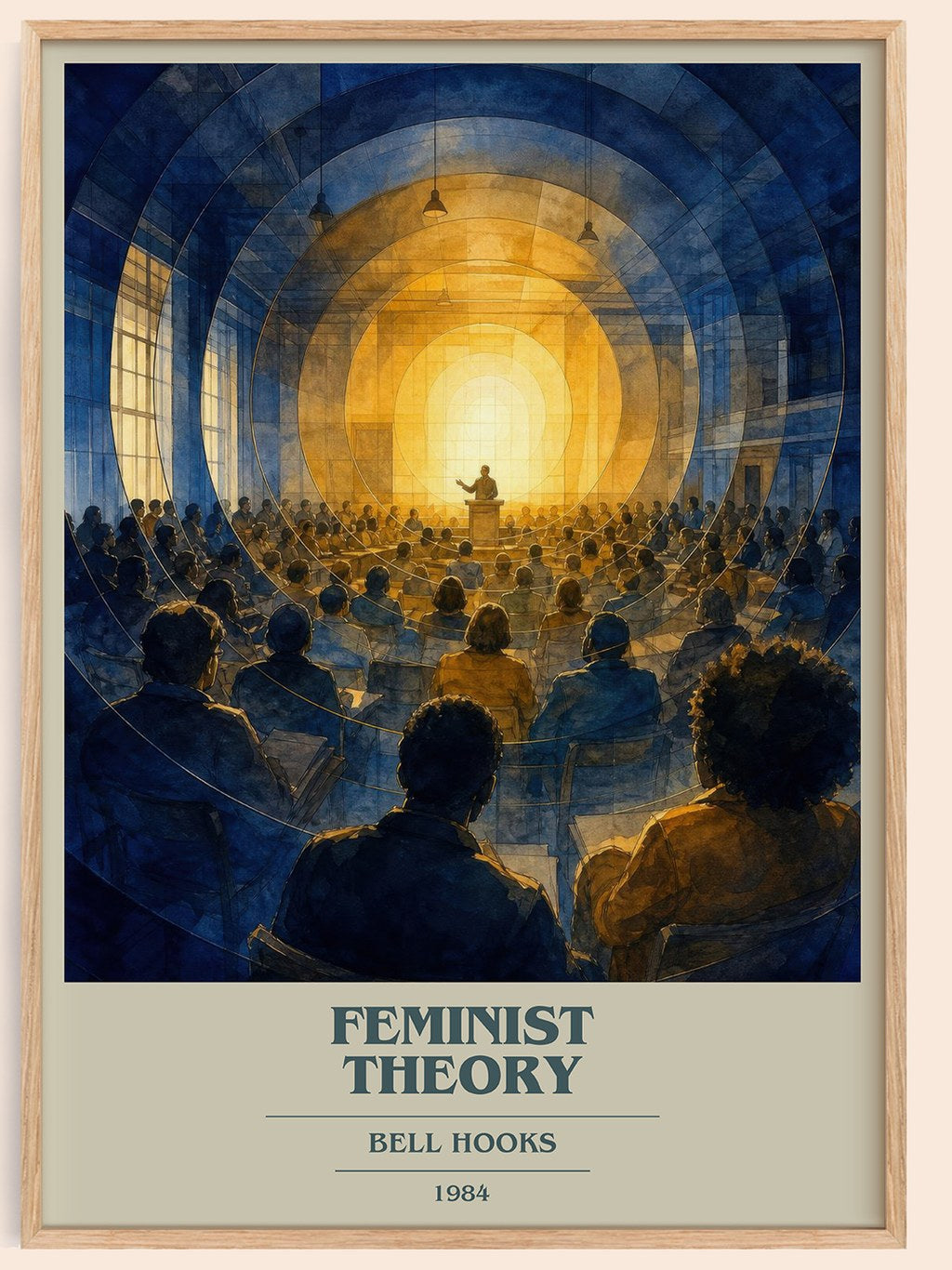 Feminist theory book cover book poster by Bell Hooks – framed literary art print