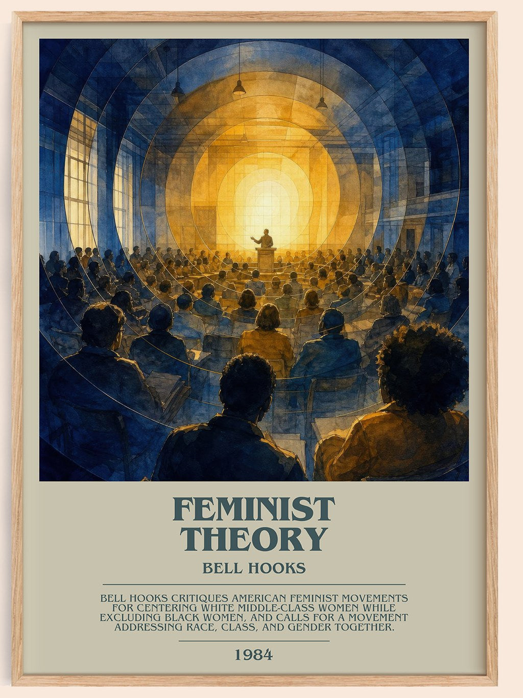 Feminist theory bookish book poster by Bell Hooks – framed literary art print