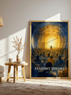 Feminist theory watercolour print in frame leaning in hallway – non fiction wall art