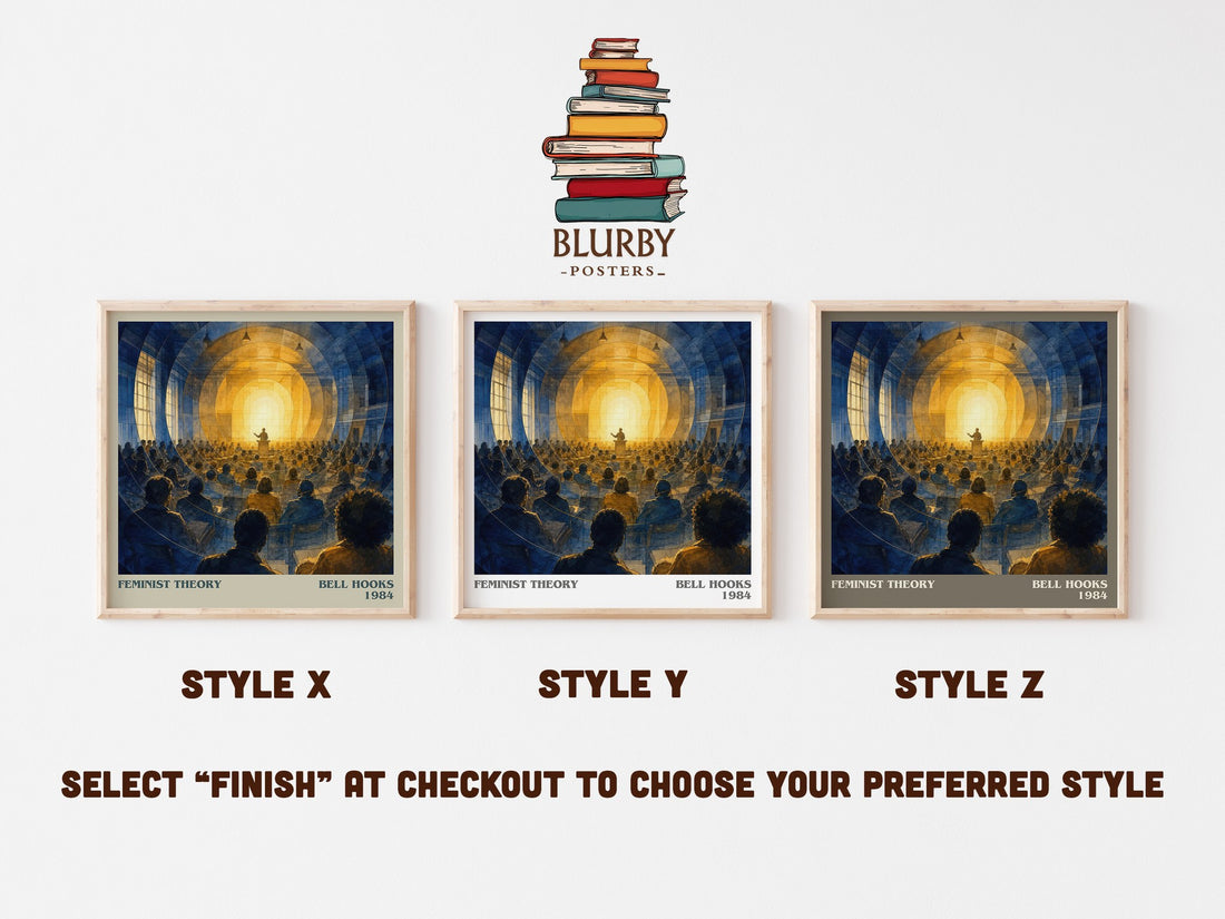 Feminist theory literary print in frame leaning in hallway – non fiction wall art (mockup)
