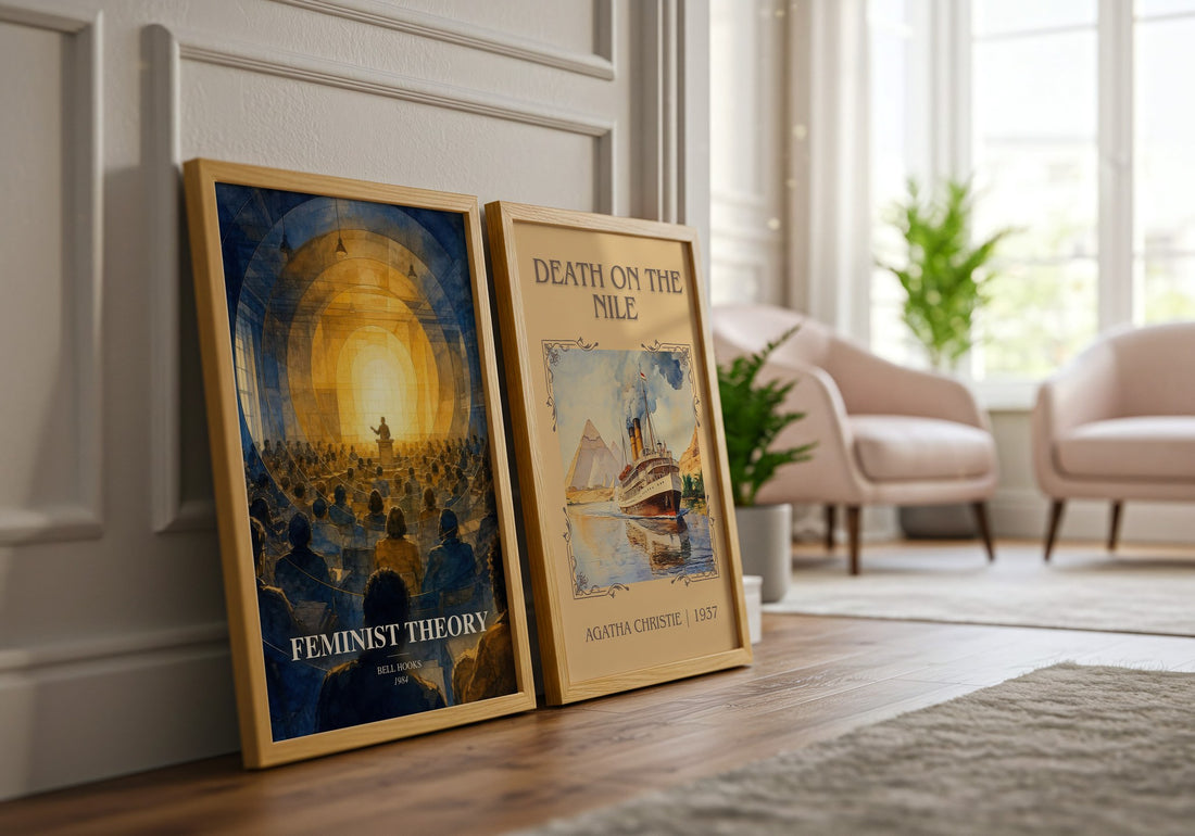 Feminist theory watercolour print framed by window – literary home decor