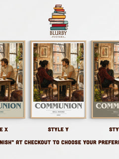Communion book cover print in frame leaning in hallway – non fiction wall art