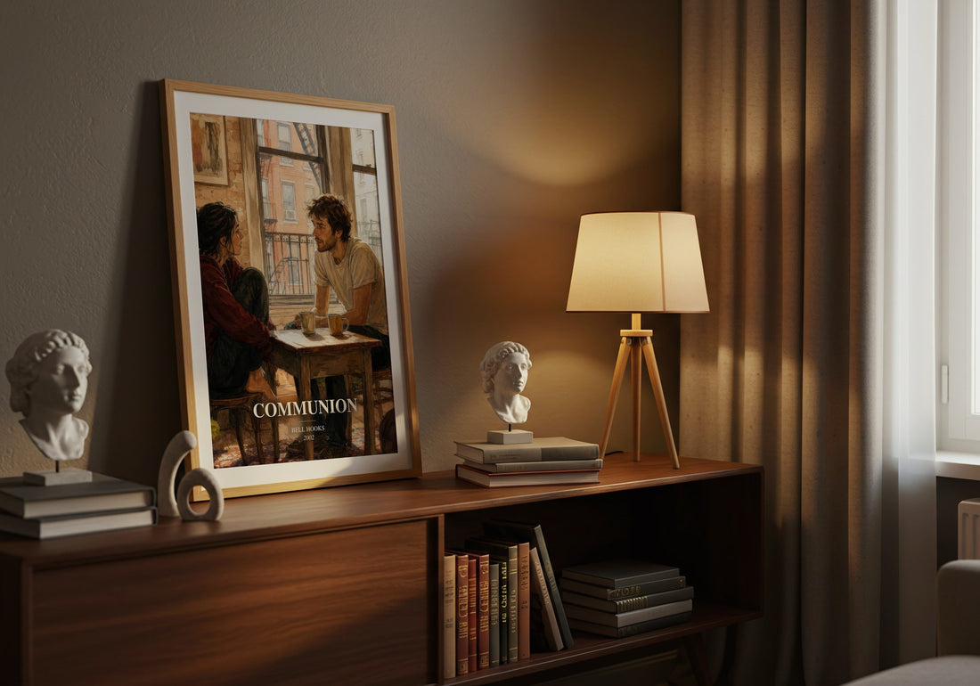 Communion watercolour print on bookshelf – Bell Hooks fan gift