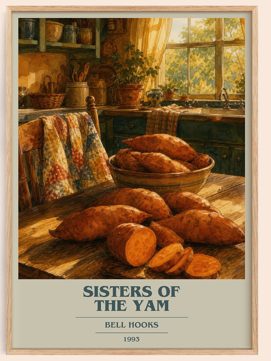 Sisters of the Yam book cover book poster by Bell Hooks – framed literary art print