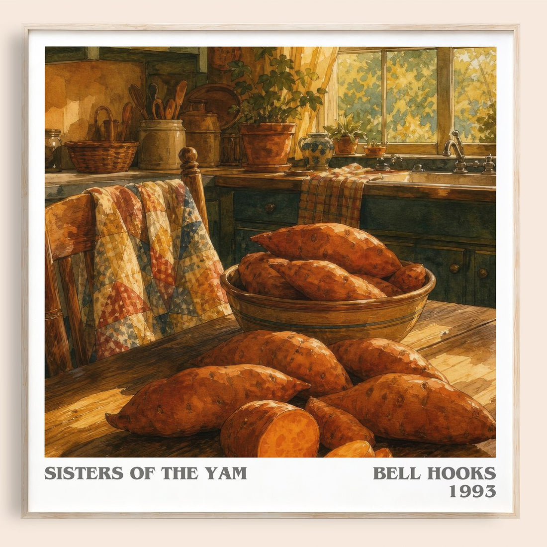 Sisters of the Yam literary book poster by Bell Hooks – framed literary art print