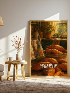 Sisters of the Yam watercolour print in frame leaning in hallway – non fiction wall art