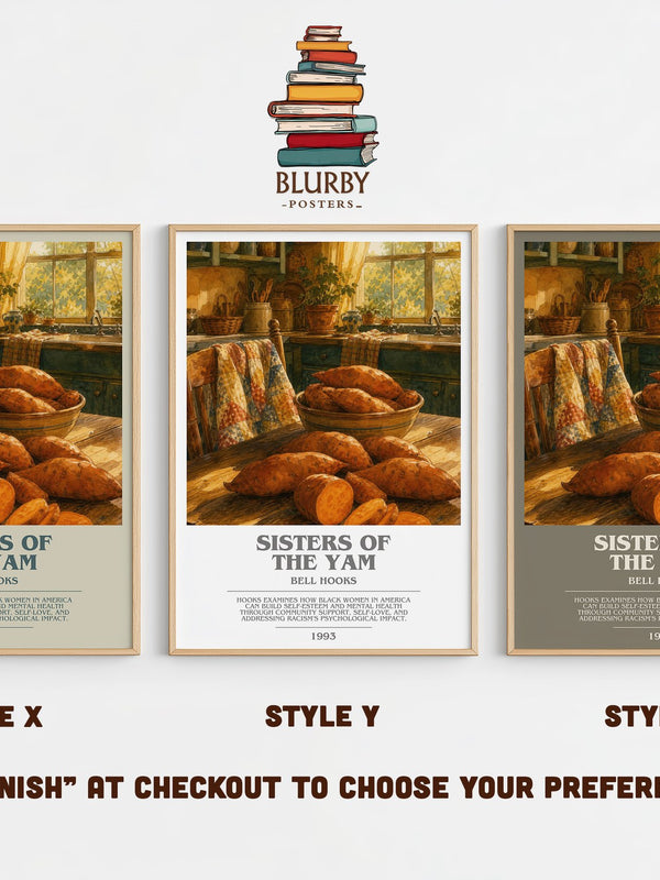 Sisters of the Yam bookish print in frame leaning in hallway – non fiction wall art