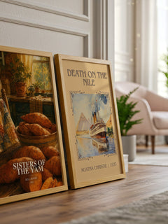Sisters of the Yam watercolour print framed by window – literary home decor