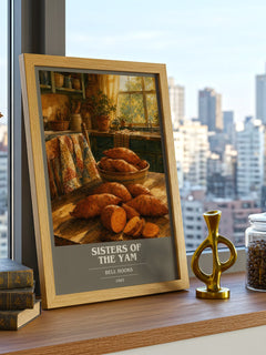 Sisters of the Yam book cover print framed by window – literary home decor