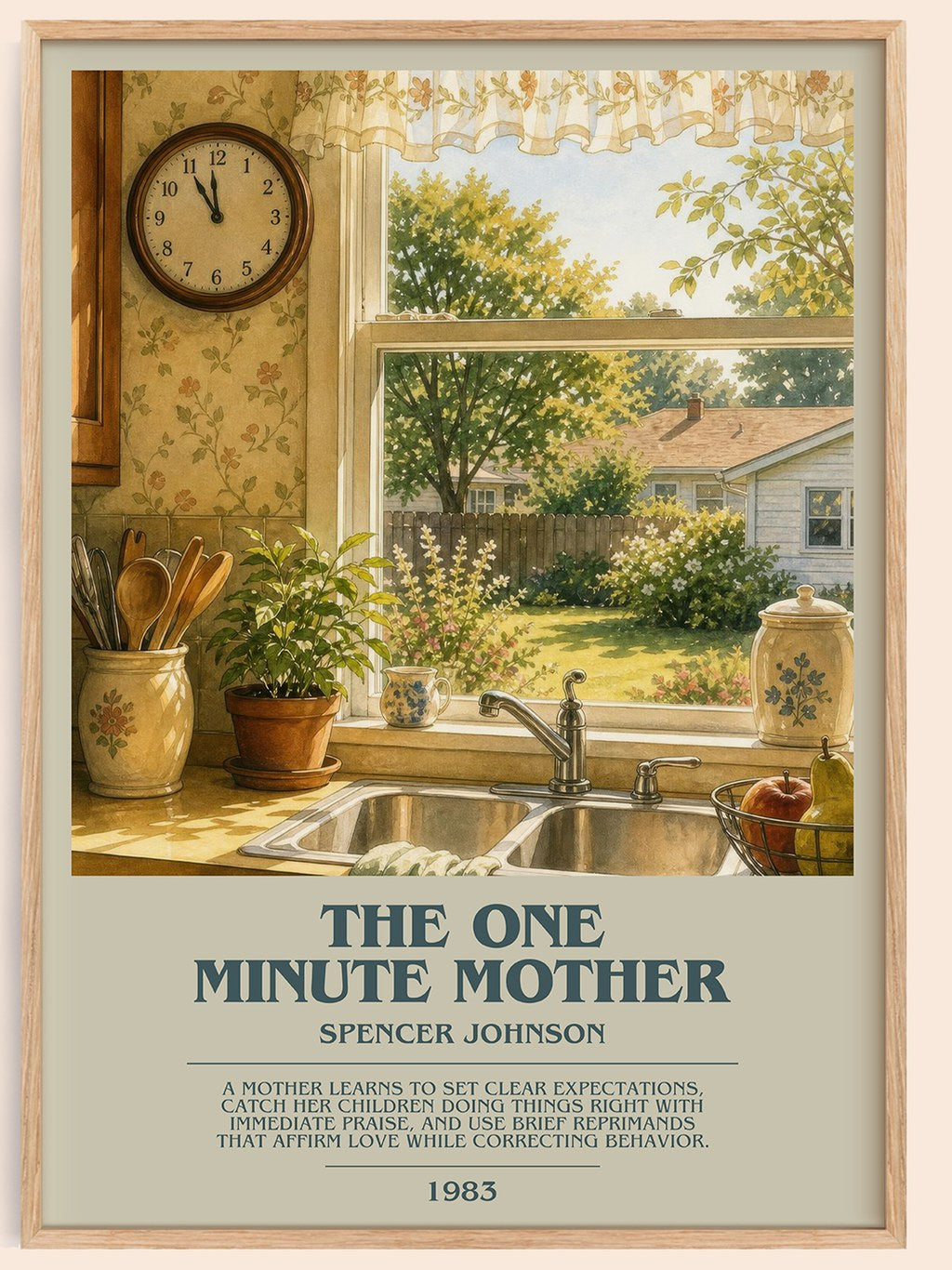 The one minute mother bookish book poster by Spencer Johnson – framed literary art print