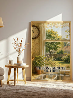 The one minute mother watercolour print in frame leaning in hallway – non fiction wall art
