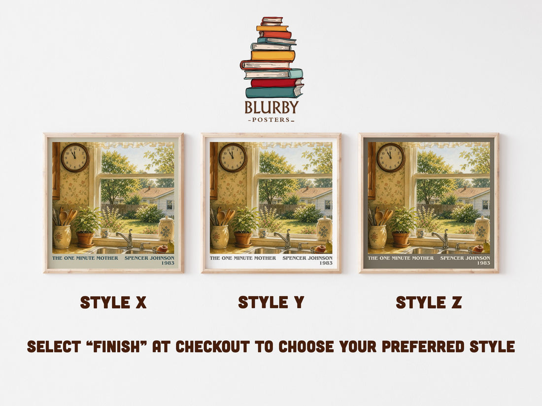 The one minute mother literary print in frame leaning in hallway – non fiction wall art (mockup)