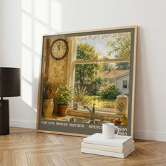 The one minute mother literary print framed by window – literary home decor