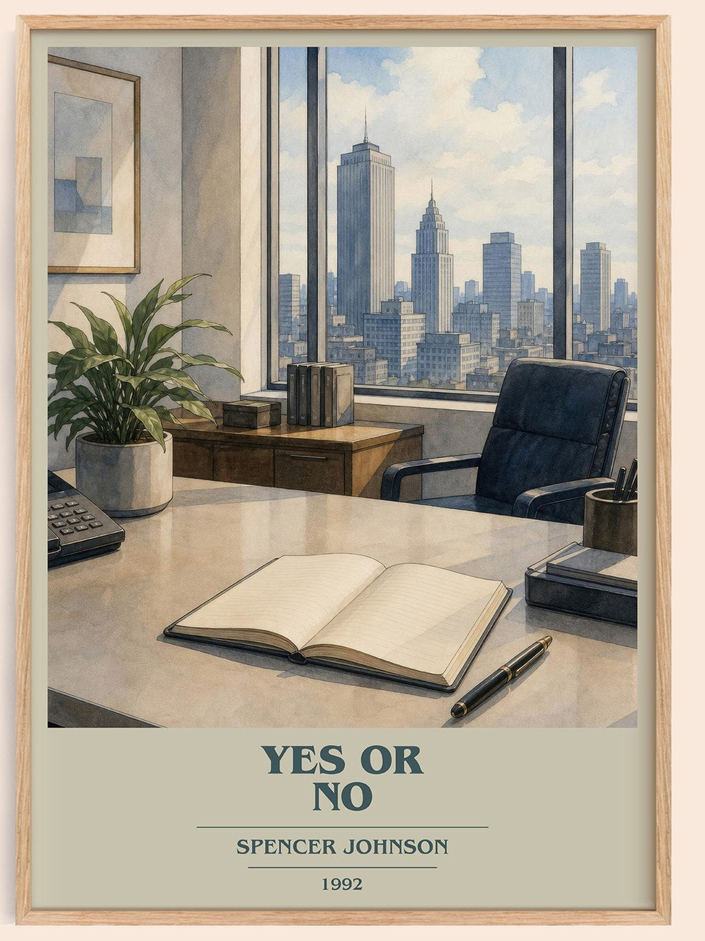 Yes or No book cover book poster by Spencer Johnson – framed literary art print