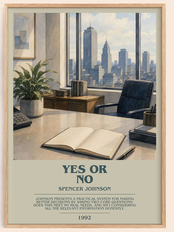 Yes or No bookish book poster by Spencer Johnson – framed literary art print