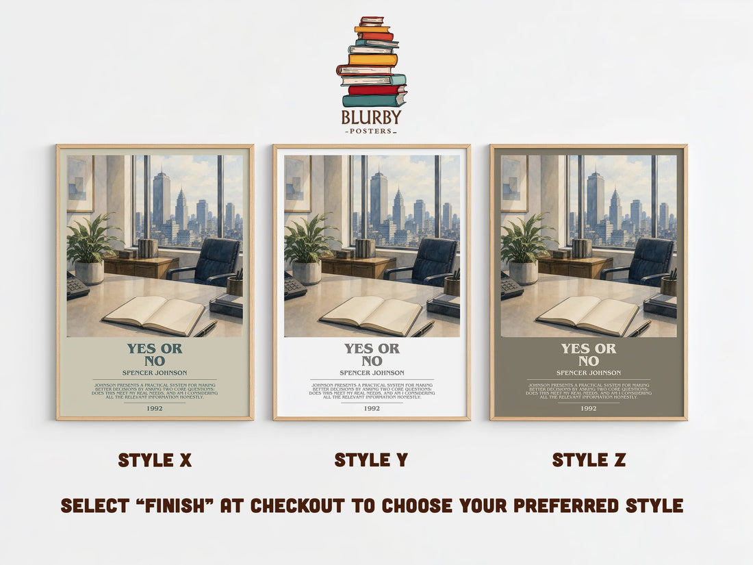 Yes or No bookish print in frame leaning in hallway – non fiction wall art (mockup)