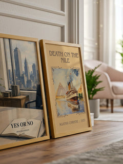 Yes or No watercolour print framed by window – literary home decor