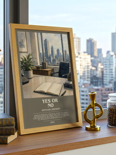 Yes or No bookish print framed by window – literary home decor