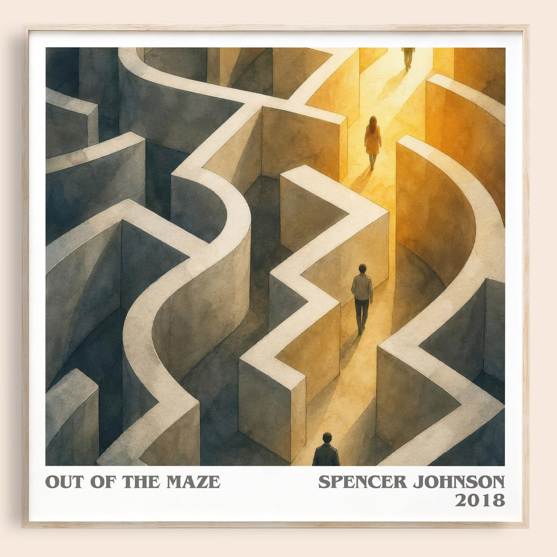 Out of the maze literary book poster by Spencer Johnson – framed literary art print