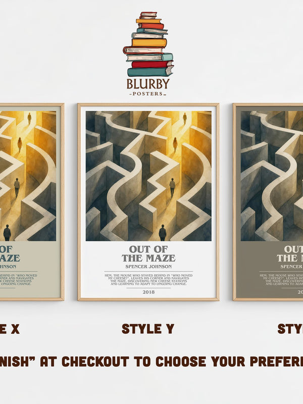 Out of the maze bookish print in frame leaning in hallway – non fiction wall art