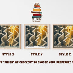 Out of the maze literary print in frame leaning in hallway – non fiction wall art
