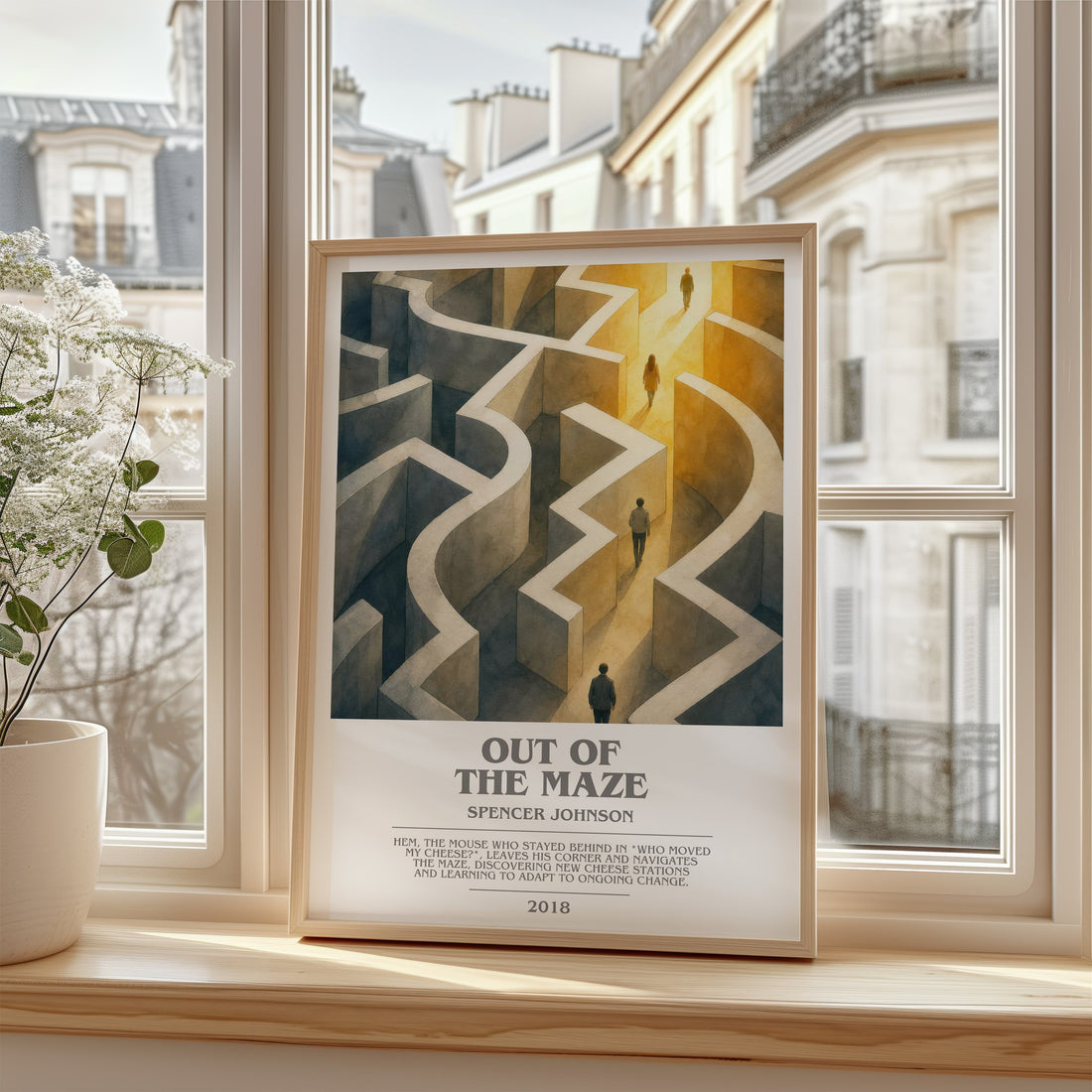 Out of the maze bookish poster colour and style options – Spencer Johnson book art